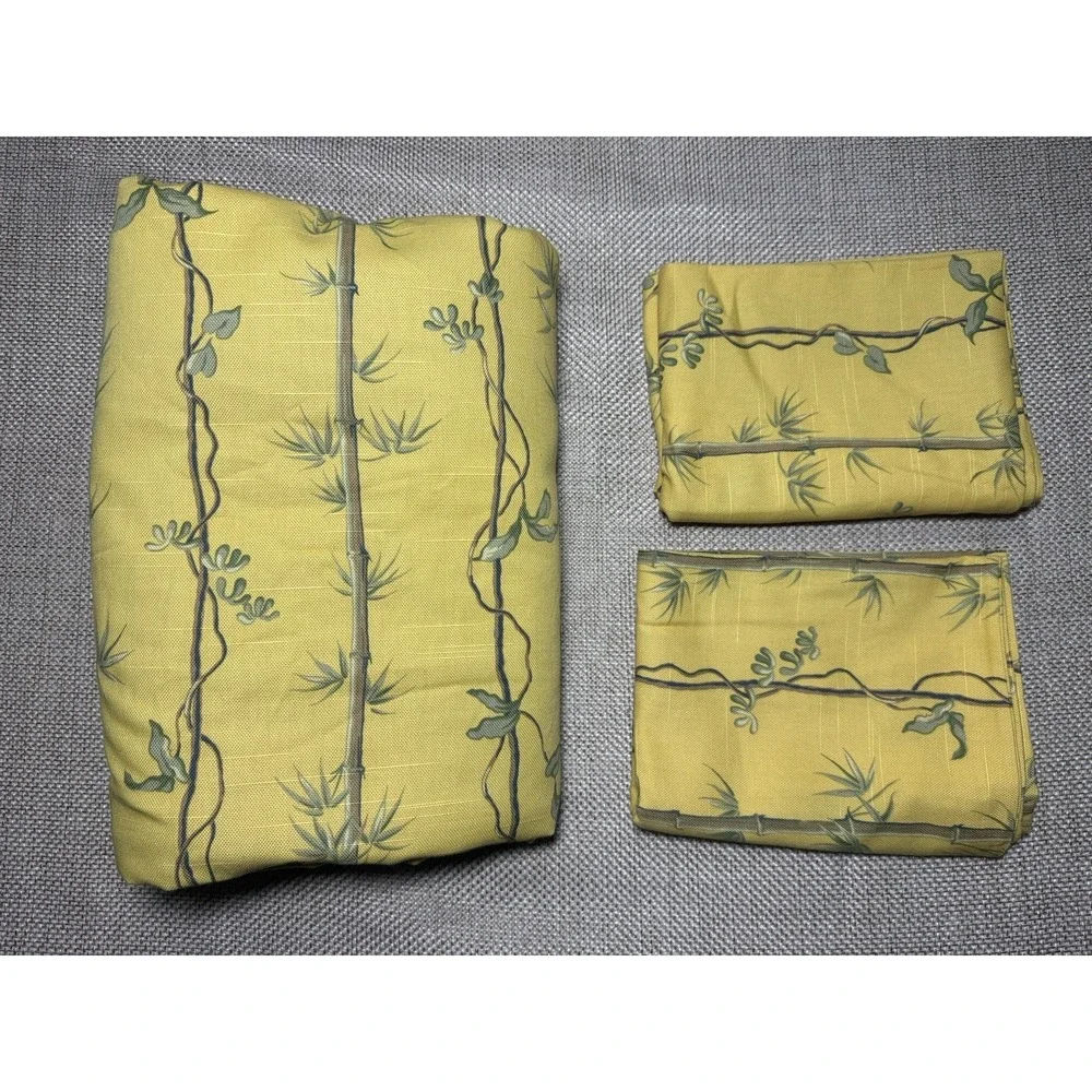 JIM THOMPSON Duvet Cover Sham Set QUEEN Yellow Bamboo Rare Cotton Cabana